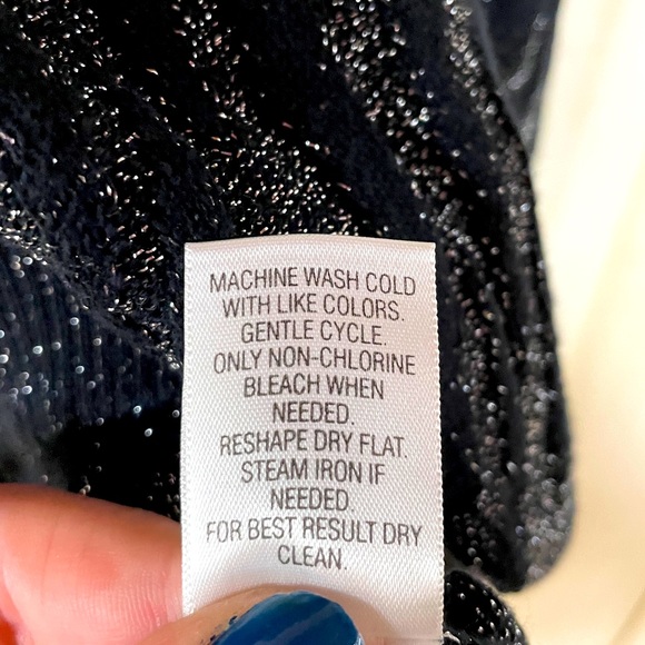 NWT Dana Buchman Black Silver Metallic Textured Scoop Neck Sweater Sz L - Picture 6 of 6